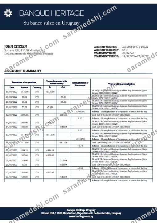 Uruguay Banque Heritage bank statement.doc